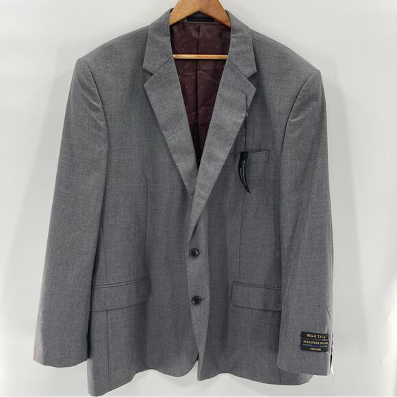 NWT Alexander Julian 2 Button Sport Coat Blazer Size 52 R Gray Old Money - Picture 1 of 9